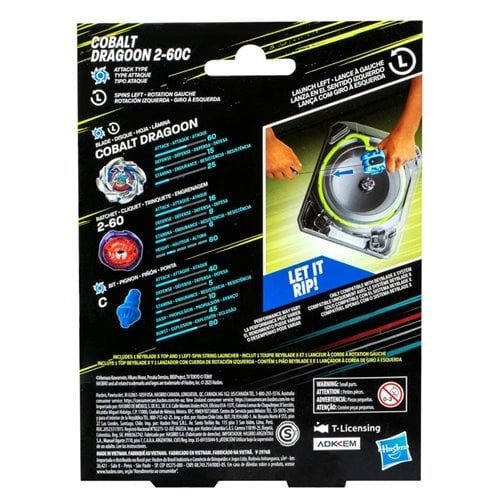 Beyblade X Cobalt Dragoon 2 - 60C Deluxe Left - Spin String Launcher Set - by Hasbro