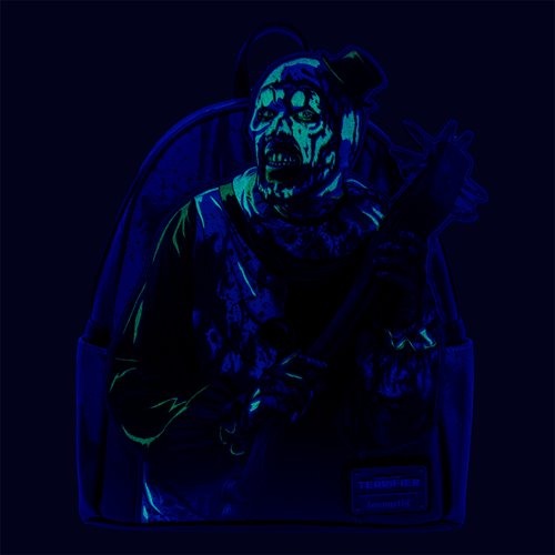Loungefly Terrifier Art the Clown Blood Splatter Glow-in-the-Dark Mini-Backpack - Entertainment Earth Exclusive