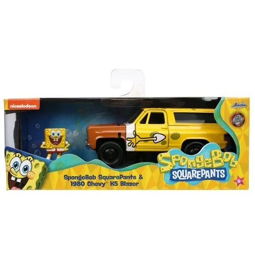 Hollywood Rides 1980 Chevy Blazer K5 1:32 Die-Cast Metal Vehicle with SpongeBob SquarePants Nano Figure