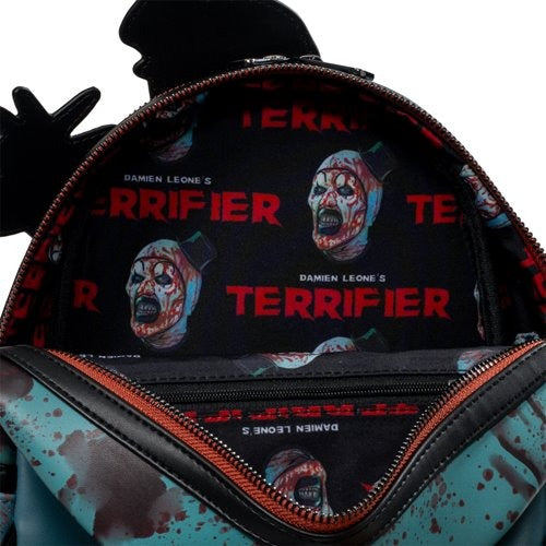 Loungefly Terrifier Art the Clown Blood Splatter Glow-in-the-Dark Mini-Backpack - Entertainment Earth Exclusive