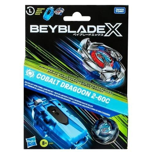 Beyblade X Cobalt Dragoon 2 - 60C Deluxe Left - Spin String Launcher Set - by Hasbro