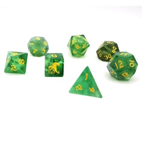 Dragon's Hoard Gem Stone Polyhedral Dice Set - Green Fluorite - by Hymgho | Buy at ToyShnip