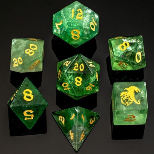 Dragon's Hoard Gem Stone Polyhedral Dice Set - Green Fluorite - by Hymgho | Buy at ToyShnip