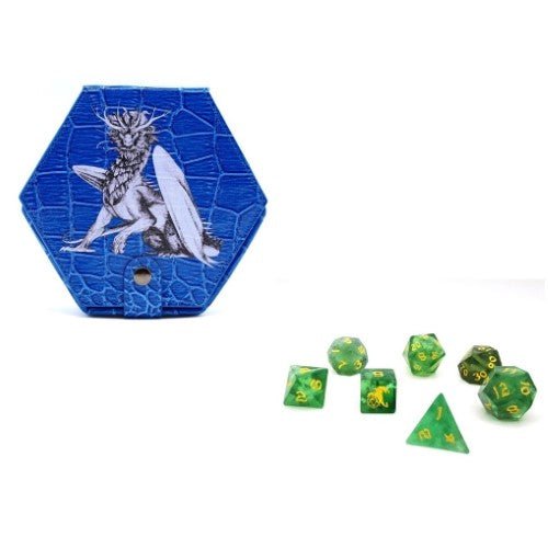 Dragon's Hoard Gem Stone Polyhedral Dice Set - Green Fluorite - by Hymgho | Buy at ToyShnip