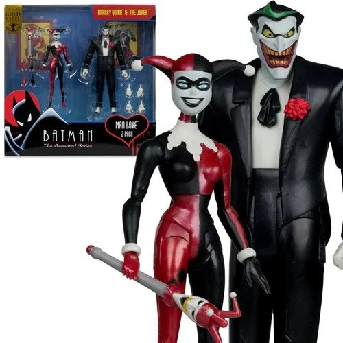 DC Direct Batman Animated Harley Quinn and The Joker Mad Love 6-Inch Action Figure 2-Pack & Comic - Gold Label Exclusive