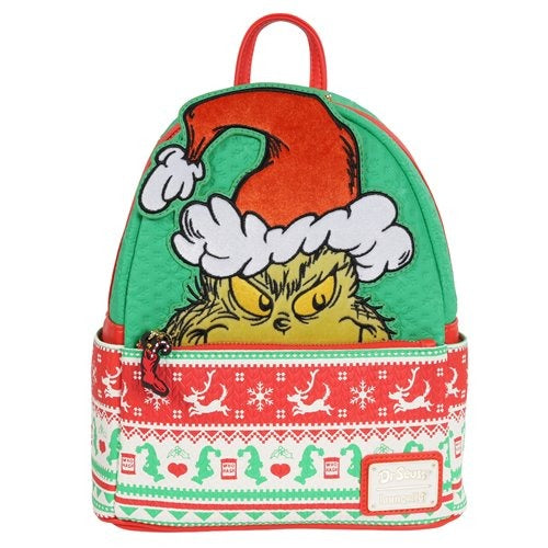 Loungefly How the Grinch Stole Christmas Grinch Christmas Sweater Mini-Backpack - Entertainment Earth Exclusive