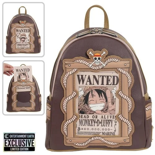Loungefly One Piece Wanted Dead or Alive Monkey D. Luffy Mini-Backpack - Entertainment Earth Exclusive