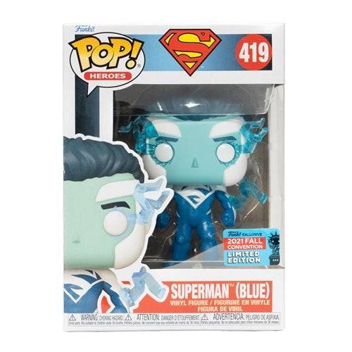 Funko Pop! 419 Heroes - Superman (Blue) Vinyl Figure - 2021 Convention Exclusive - by Funko | Buy at ToyShnip