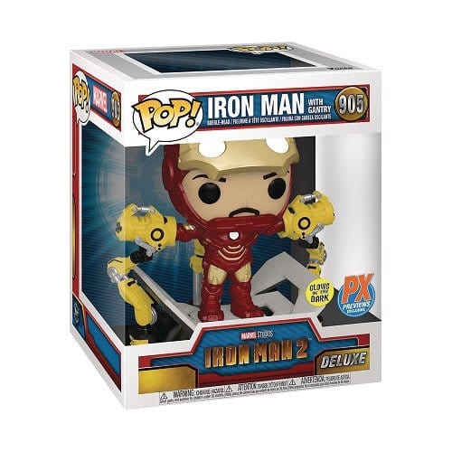 Funko Pop! 905 - Marvel Iron Man with Gantry Glow-in-the-Dark Deluxe Vinyl Bobble Head - PX - by Funko | Buy at ToyShnip