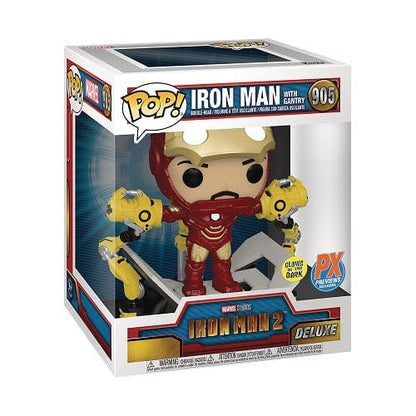 Funko Pop! 905 - Marvel Iron Man with Gantry Glow-in-the-Dark Deluxe Vinyl Bobble Head - PX - by Funko | Buy at ToyShnip