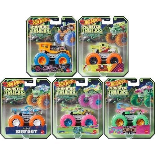 Hot Wheels Monster Trucks Glow - in - the - Dark 1:64 Scale Vehicle 2024 - Select Vehicle(s) (6281) - by Mattel