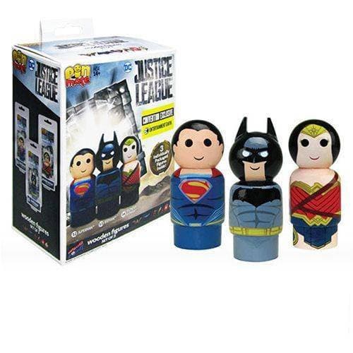Justice League Pin Mate Wooden Figure Set of 3 - Convention Exclusive - by Bif Bang Pow! | Buy at ToyShnip