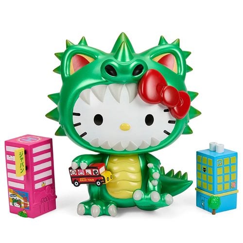 Kidrobot Sanrio Hello Kitty Kaiju Cosplay Metallic Green 8-Inch Vinyl Figure - by Kidrobot | Buy at ToyShnip