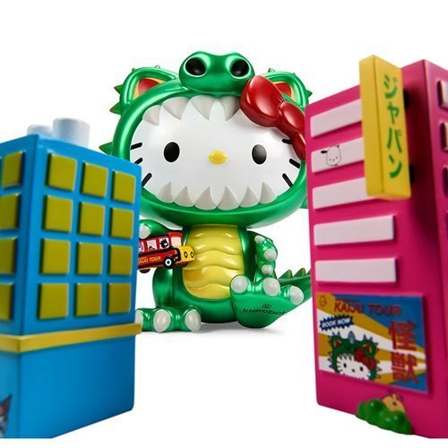 Kidrobot Sanrio Hello Kitty Kaiju Cosplay Metallic Green 8-Inch Vinyl Figure - by Kidrobot | Buy at ToyShnip