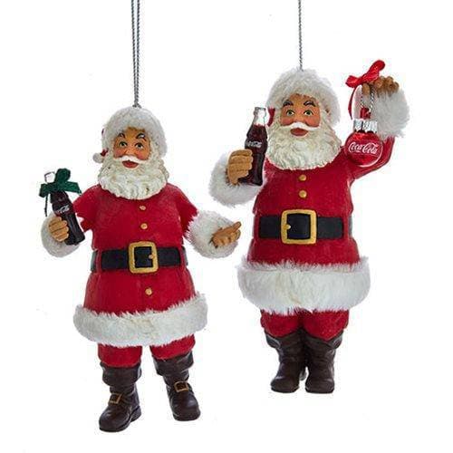 Kurt Adler - Coke Santa Holding Bottle Ornament - Set of 2 - by Kurt S. Adler | Buy at ToyShnip