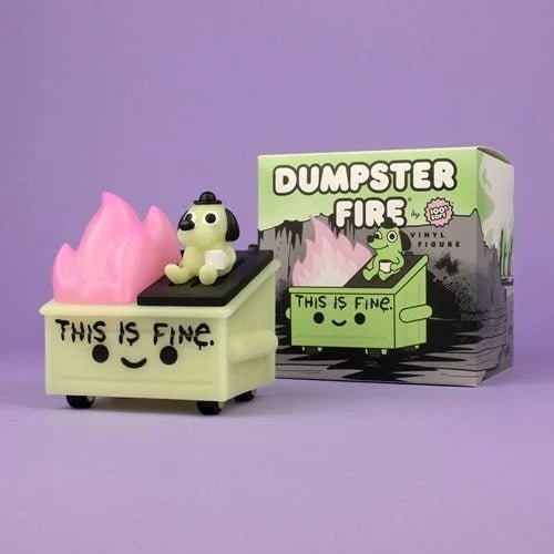 Lil Dumpster Fire This Is Fine Glow - in - the - Dark Vinyl Figure - by 100 Percent Soft