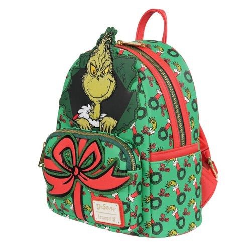 Loungefly How the Grinch Stole Christmas Grinch Christmas Present Mini - Backpack - Entertainment Earth Exclusive - by Loungefly