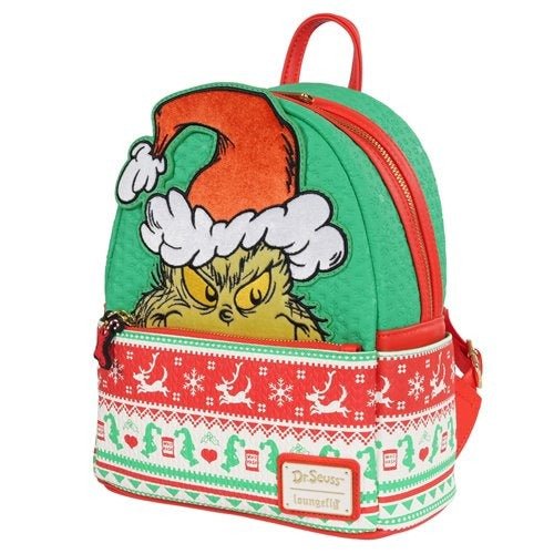 Loungefly How the Grinch Stole Christmas Grinch Christmas Sweater Mini - Backpack - Entertainment Earth Exclusive - by Loungefly