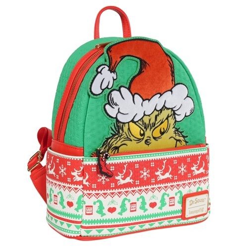 Loungefly How the Grinch Stole Christmas Grinch Christmas Sweater Mini - Backpack - Entertainment Earth Exclusive - by Loungefly