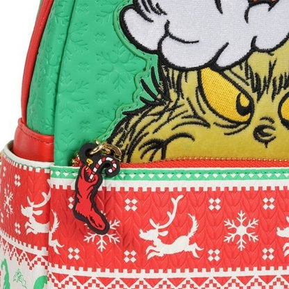 Loungefly How the Grinch Stole Christmas Grinch Christmas Sweater Mini - Backpack - Entertainment Earth Exclusive - by Loungefly