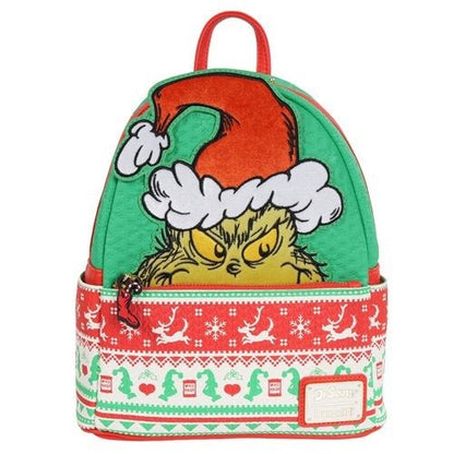 Loungefly How the Grinch Stole Christmas Grinch Christmas Sweater Mini - Backpack - Entertainment Earth Exclusive - by Loungefly