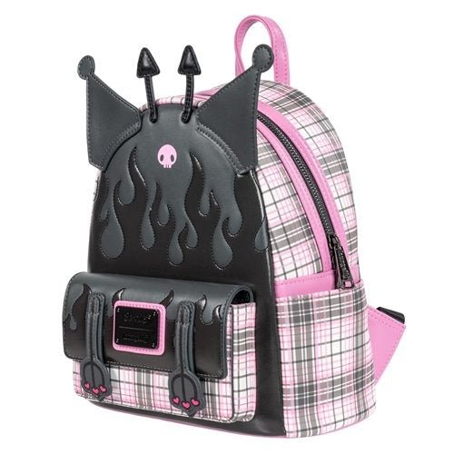 Loungefly Sanrio Kuromi Flames and Plaid Mini - Backpack - Entertainment Earth Exclusive - by Loungefly