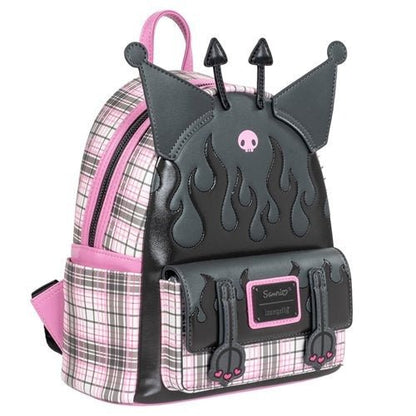 Loungefly Sanrio Kuromi Flames and Plaid Mini - Backpack - Entertainment Earth Exclusive - by Loungefly