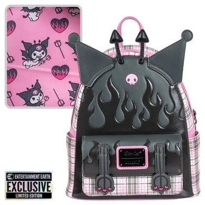 Loungefly Sanrio Kuromi Flames and Plaid Mini - Backpack - Entertainment Earth Exclusive - by Loungefly