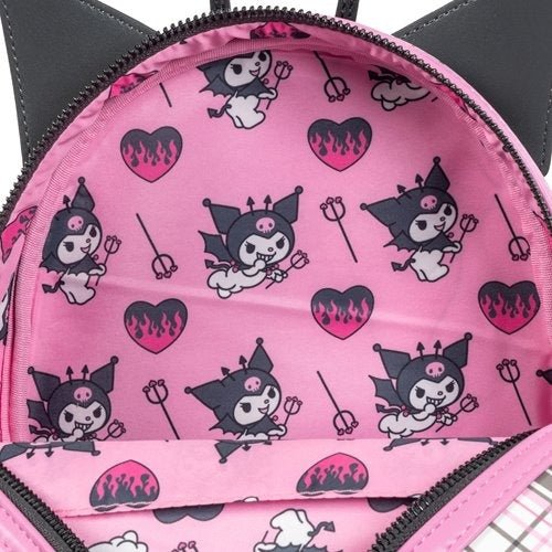 Loungefly Sanrio Kuromi Flames and Plaid Mini - Backpack - Entertainment Earth Exclusive - by Loungefly