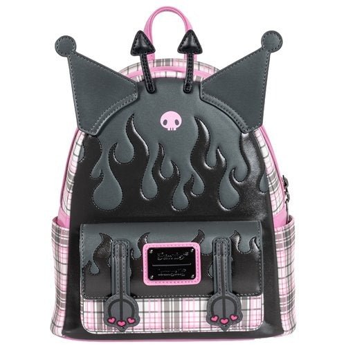 Loungefly Sanrio Kuromi Flames and Plaid Mini - Backpack - Entertainment Earth Exclusive - by Loungefly