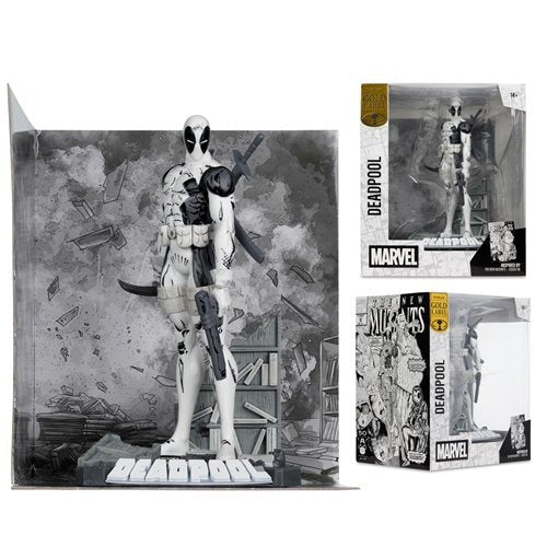 Marvel Deadpool The New Mutants 98 Line Art 1:10 Scale Posed Figure with Scene - Gold Label Exclusive - by McFarlane Toys