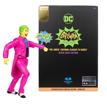 McFarlane Toys DC Retro The Joker Batman: Classic TV Series Black Light Gold Label 6 - Inch Action Figure - Entertainment Earth Exclusive - by McFarlane Toys