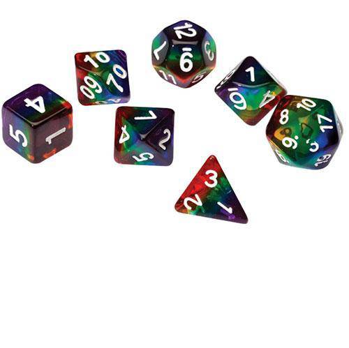 RPG Dice Set (7+1): Rainbow Translucent Resin - by SIRIUS DICE | Buy at ToyShnip