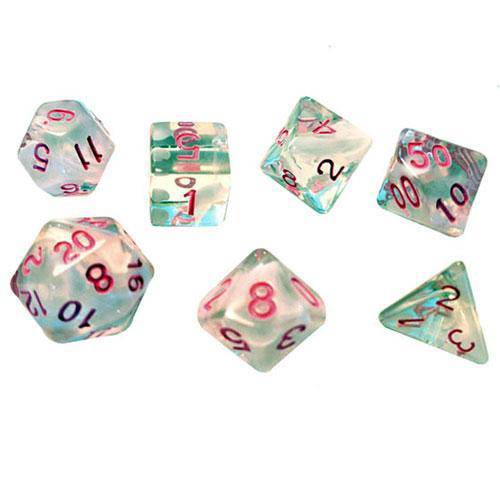 RPG Dice Set (7+1): White Cloud , Pink Ink - by SIRIUS DICE | Buy at ToyShnip