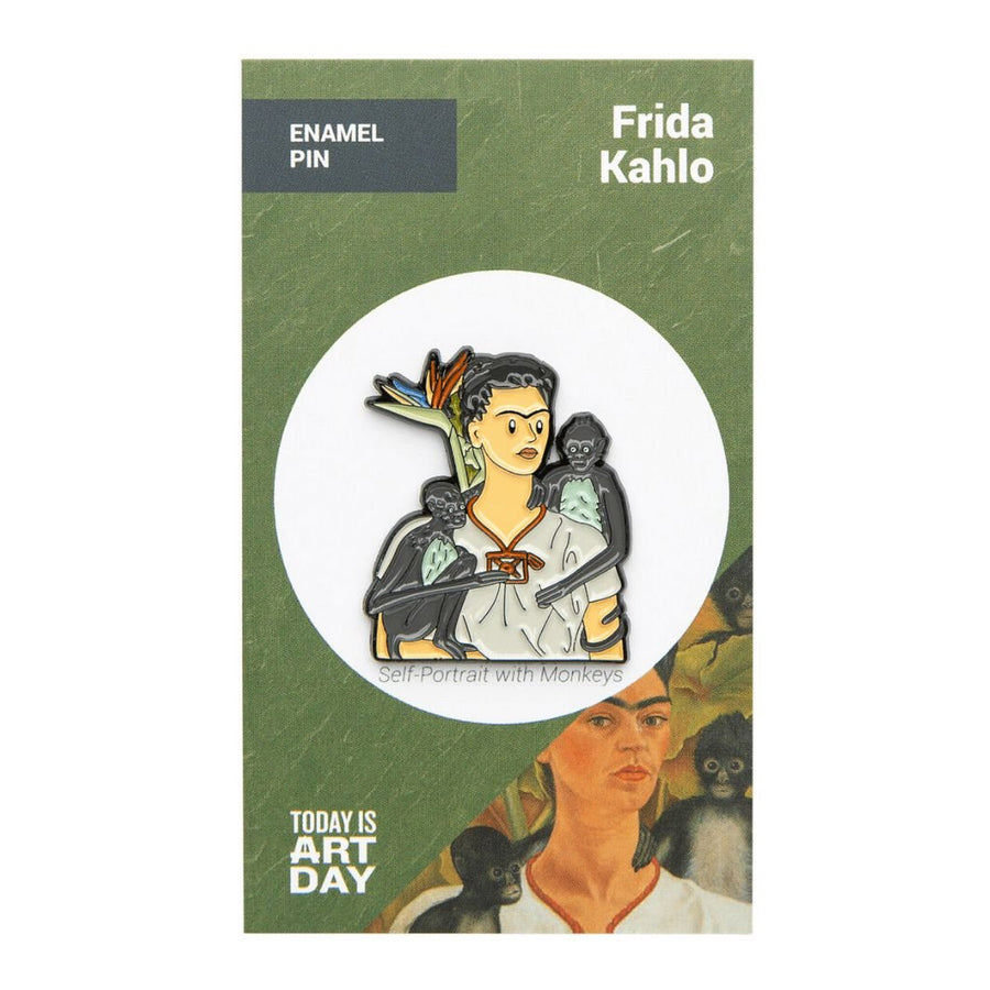 Self-Portrait with Monkeys by Frida Kahlo Enamel Pin - Today is Art Day - by Today Is Art Day | Buy at ToyShnip