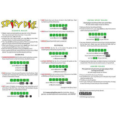 Spicy Dice (Random Color) - by Enginuity Game | Buy at ToyShnip