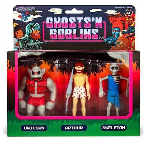 Super7 Ghosts n Goblins 3 3/4-Inch ReAction Figure Pack B - Unicorn, Arthur in Underwear, Skeleton - by Super7 | Buy at ToyShnip