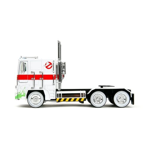 Transformers G1 Optimus Prime Big Rig with Ghostbusters Ecto - 1 Graphics 1:24 Scale Die - Cast Metal Vehicle - by Jada Toys