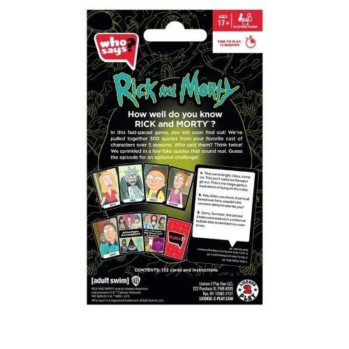 Who Says? Card Game Rick and Morty Edition - by License 2 Play | Buy at ToyShnip