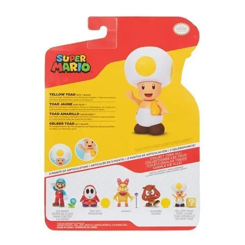 World of Nintendo 4" Action Figure - Yellow Toad with ? Block - by Jakks Pacific | Buy at ToyShnip