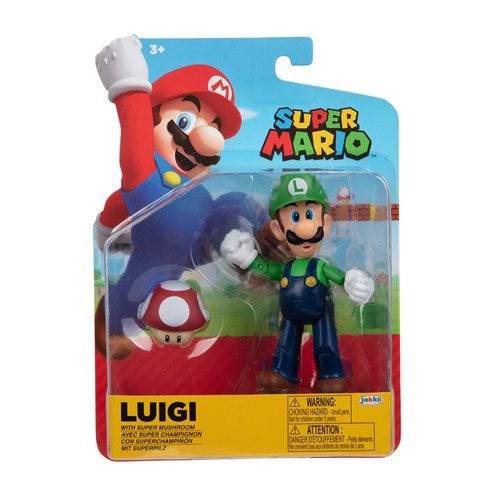 World of Nintendo 4 Inch Action Figure - Luigi with Super Mushroom - by Jakks Pacific | Buy at ToyShnip