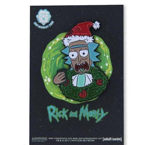 Zen Monkey: Rick with Christmas Wreath - Rick & Morty Enamel Pin - by Zen Monkey Studios | Buy at ToyShnip