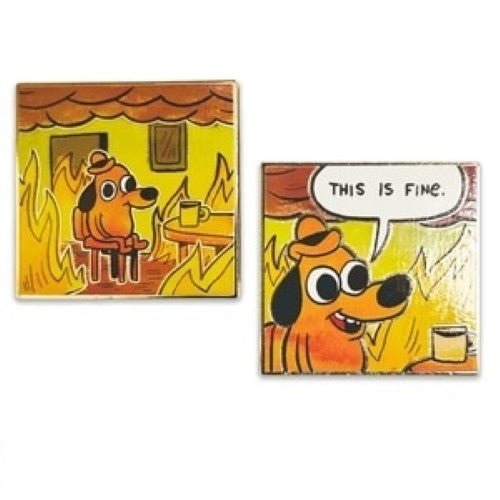 Zen Monkey: This Is Fine Panels - KC Green Enamel Pin - by Zen Monkey Studios